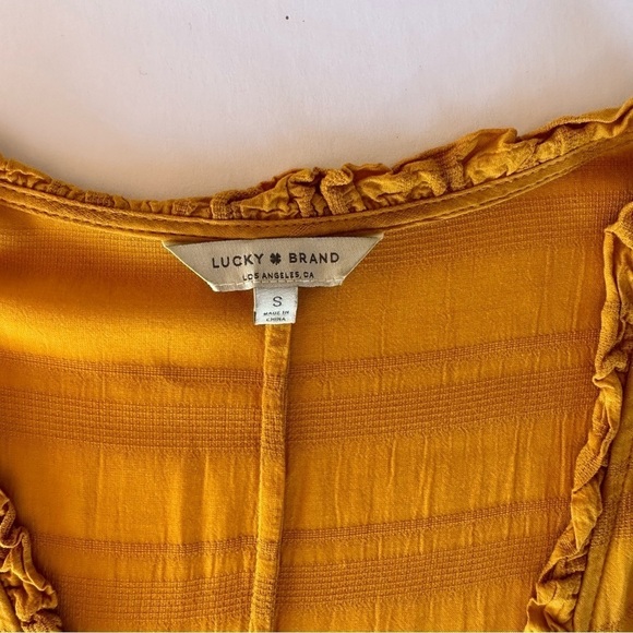 Lucky Brand Boho Flowy Baby Doll Peasant Top Blouse Deep V Neck Size Small - Picture 10 of 11